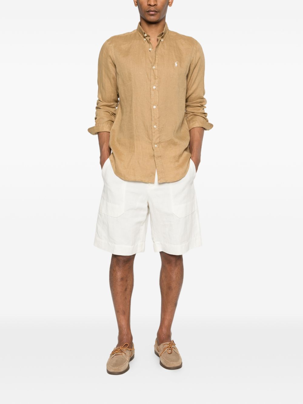 POLO RALPH LAUREN Camicia arancione con logo ricamato sul petto 