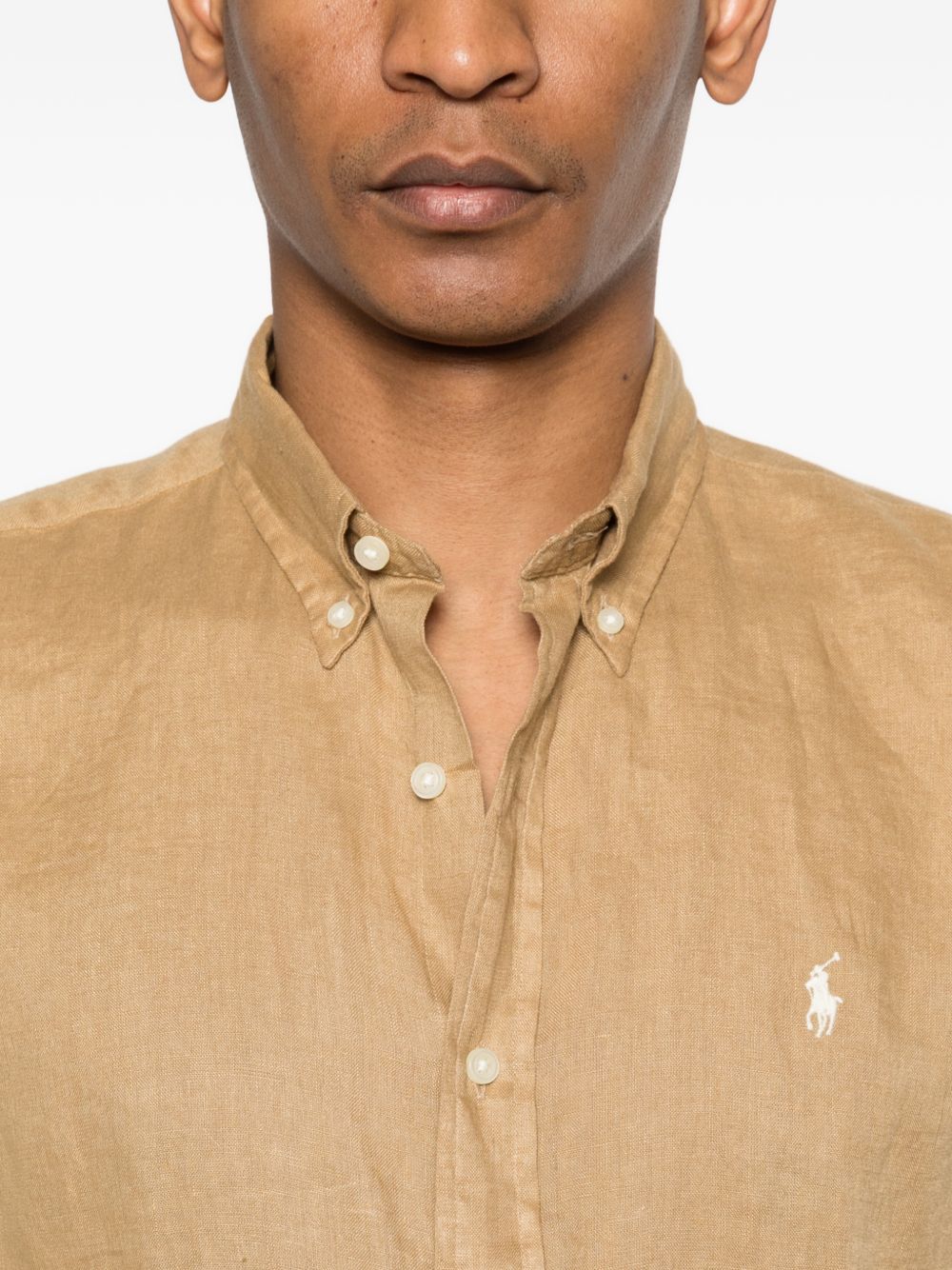 POLO RALPH LAUREN Camicia arancione con logo ricamato sul petto 