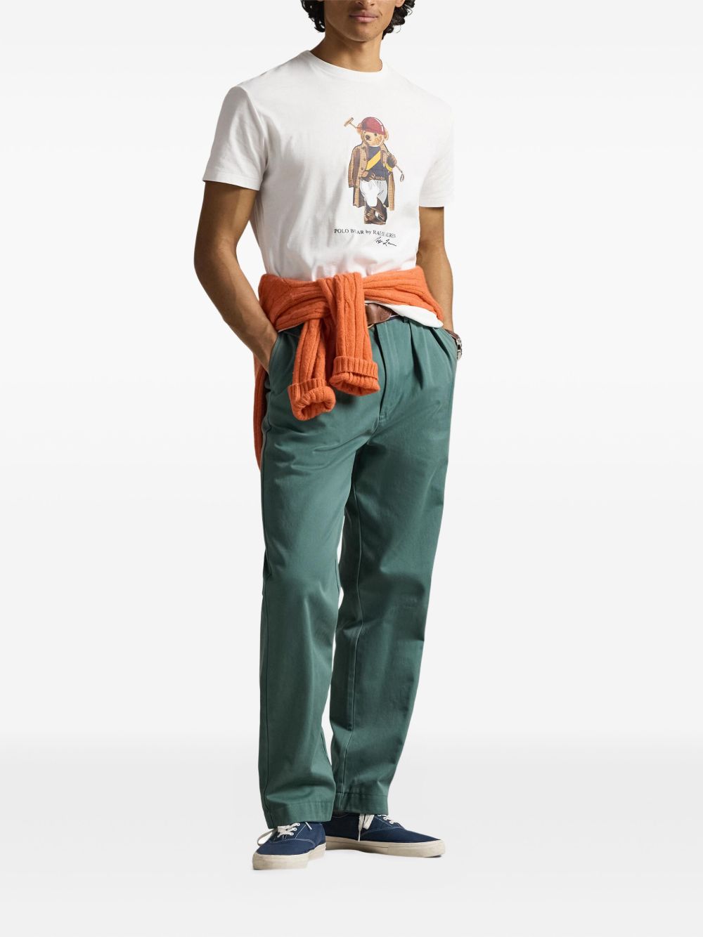 POLO RALPH LAUREN T-shirt bianca con illustrazione grafica centrale 