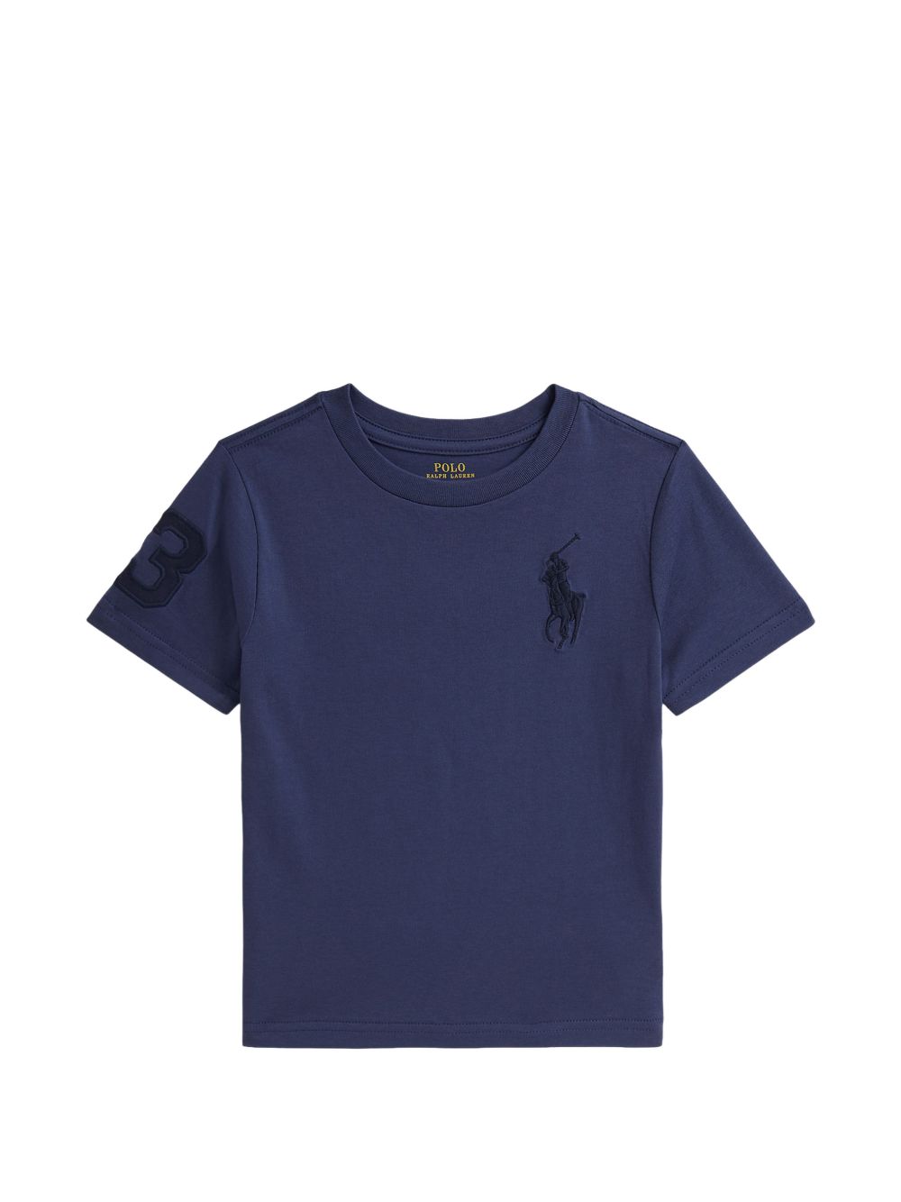 POLO RALPH LAUREN T-shirt blu con logo sul petto 