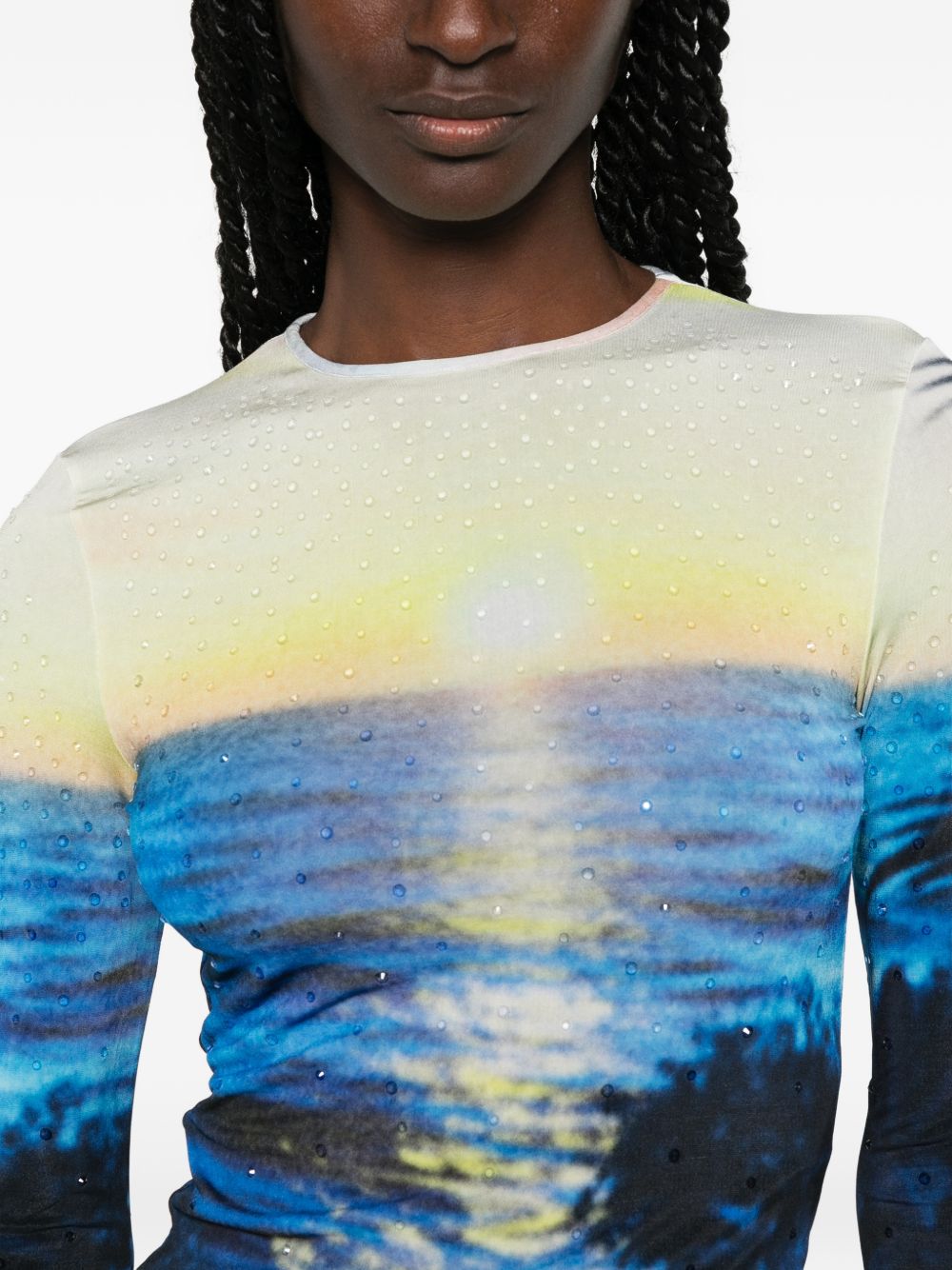 RABANNE T-shirt con stampa tropicale 