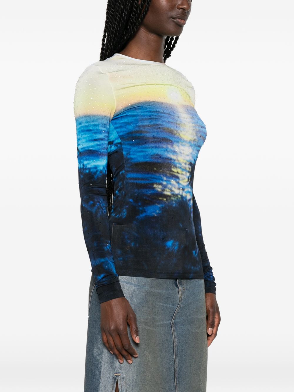 RABANNE T-shirt con stampa tropicale 