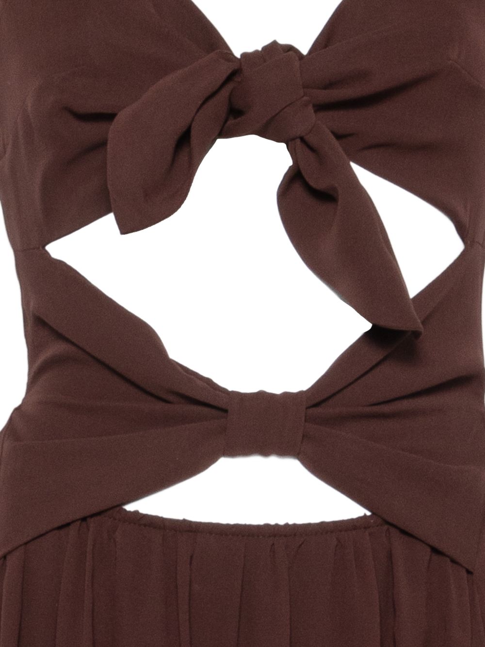 RAQUEL DINIZ Vestito lungo marrone con dettagli cut-out 