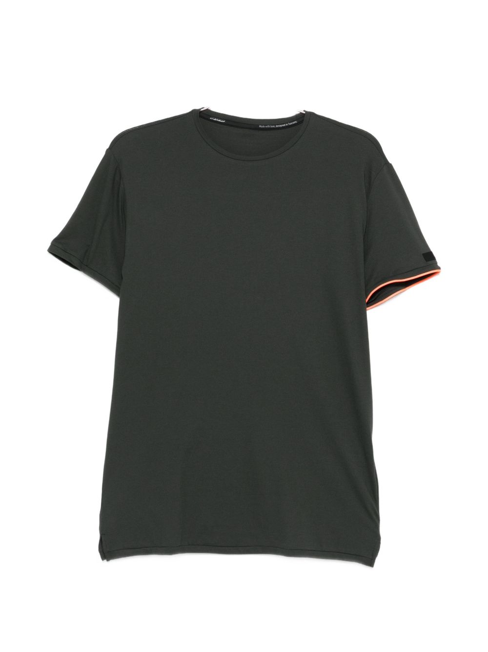 RRD ROBERTO RICCI DESIGNS T-shirt in cotone verde con bordo a contrasto arancione 
