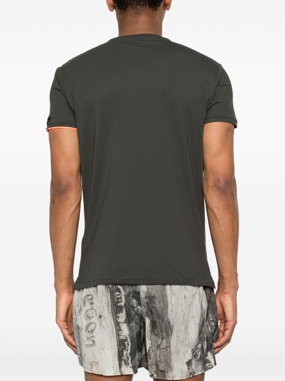 RRD ROBERTO RICCI DESIGNS T-shirt in cotone verde con bordo a contrasto arancione 