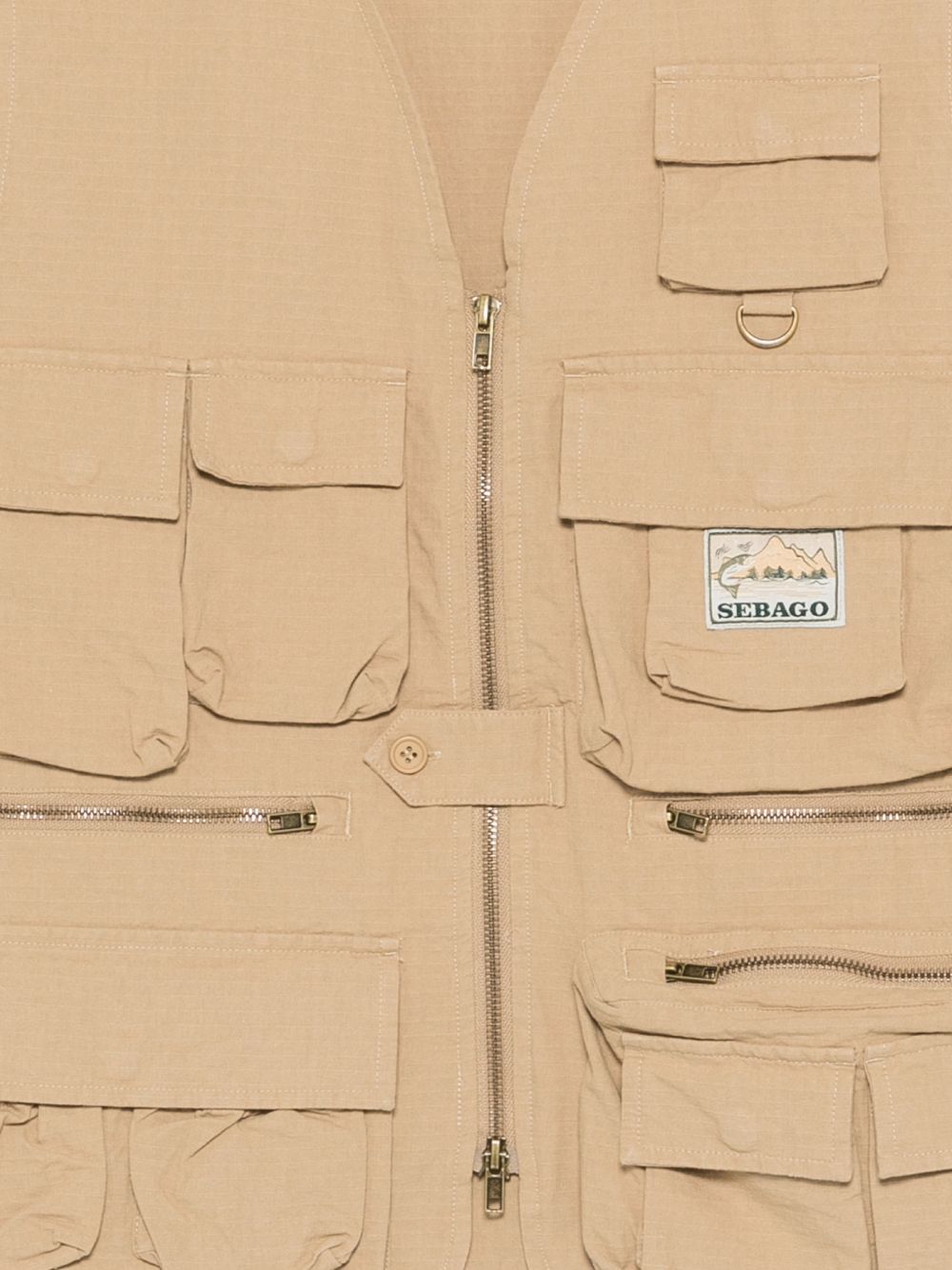 SEBAGO Gilet Downeaster in cotone beige con tasche 