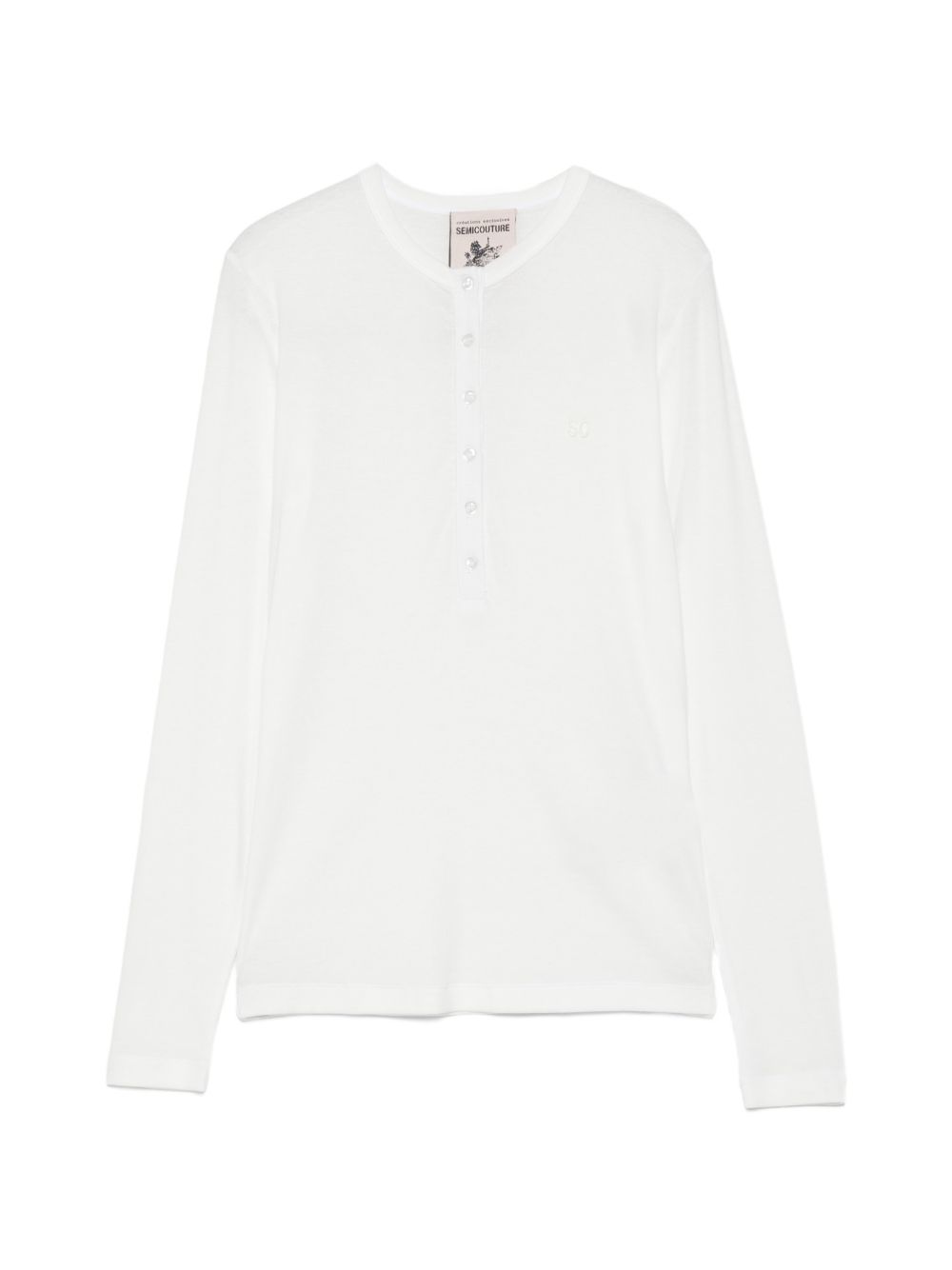 SEMICOUTURE Polo Filomena bianca con bottoni a maniche lunghe 