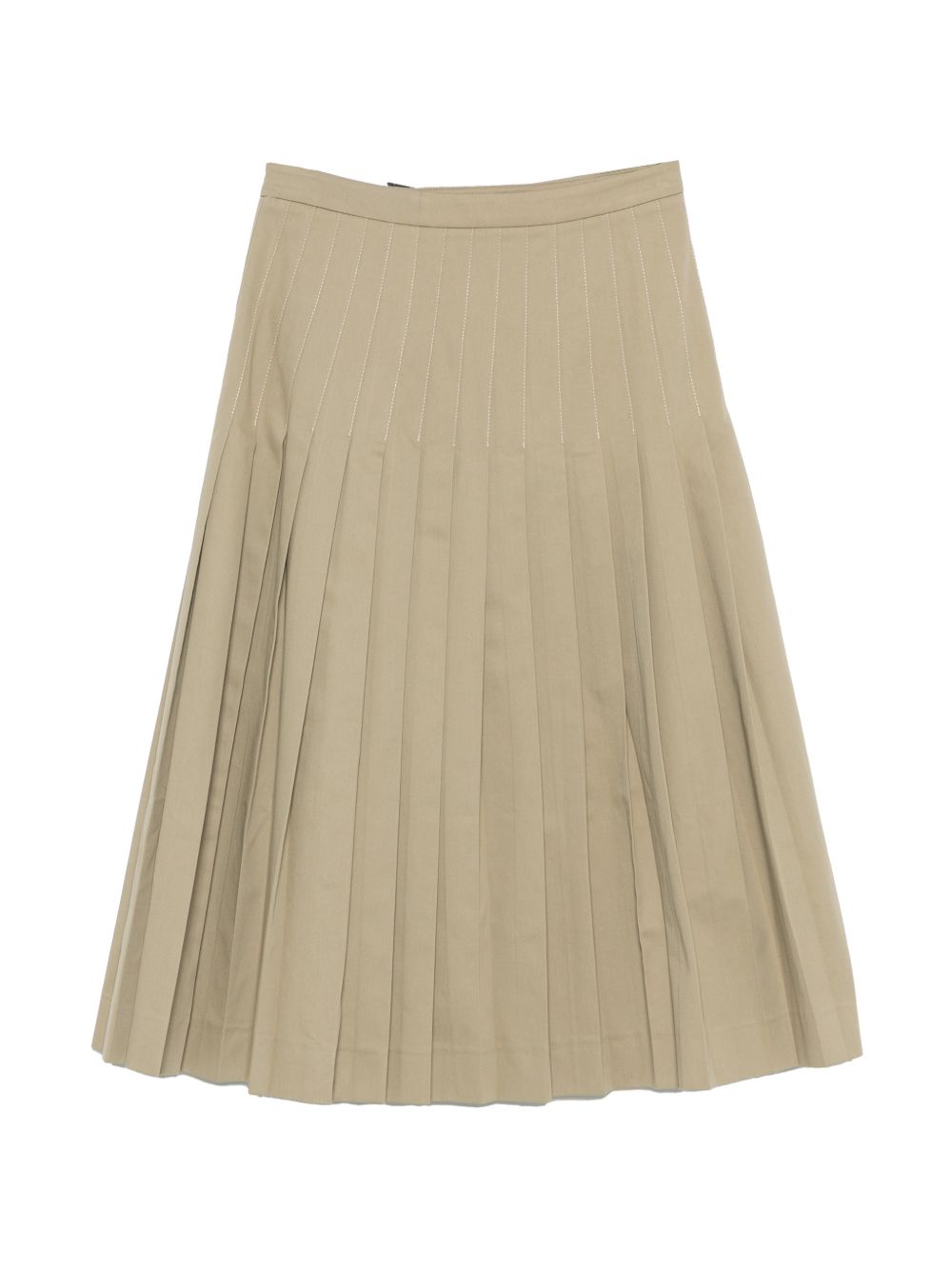 SEMICOUTURE Gonna midi Pabla in cotone verde con cinture 