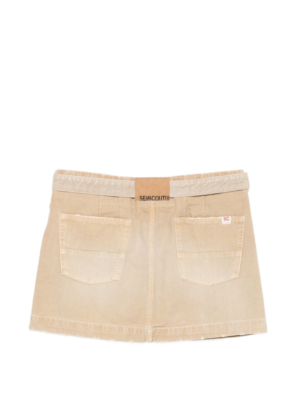 SEMICOUTURE Gonna mini Florida in denim beige con tasche 