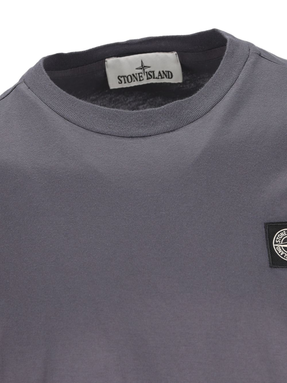 STONE ISLAND T-shirt in cotone grigio con logo 