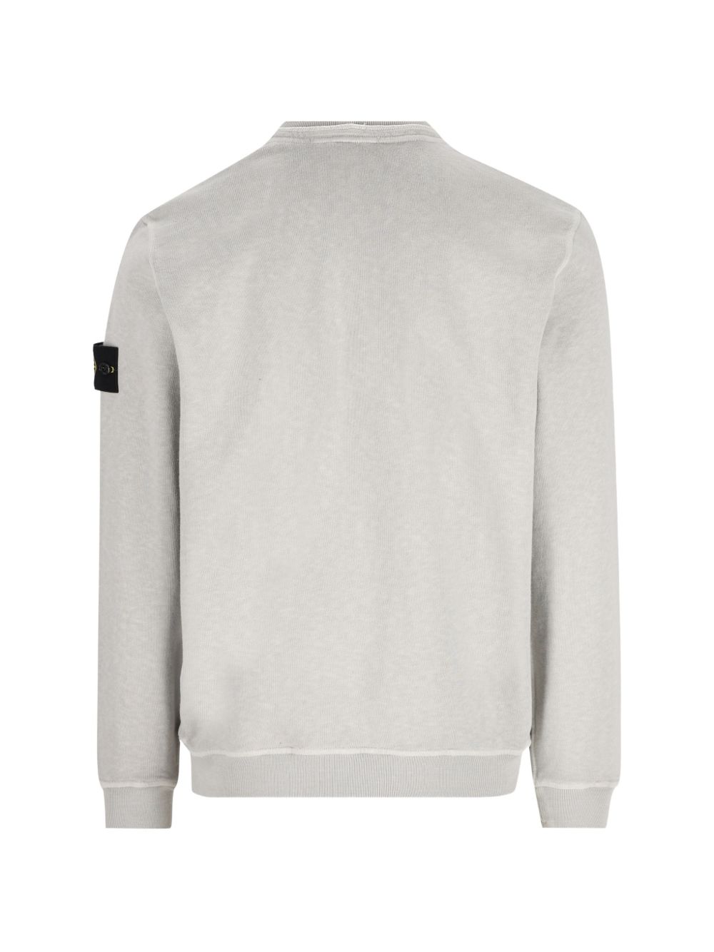 STONE ISLAND Felpa in cotone grigio girocollo con patch logo 