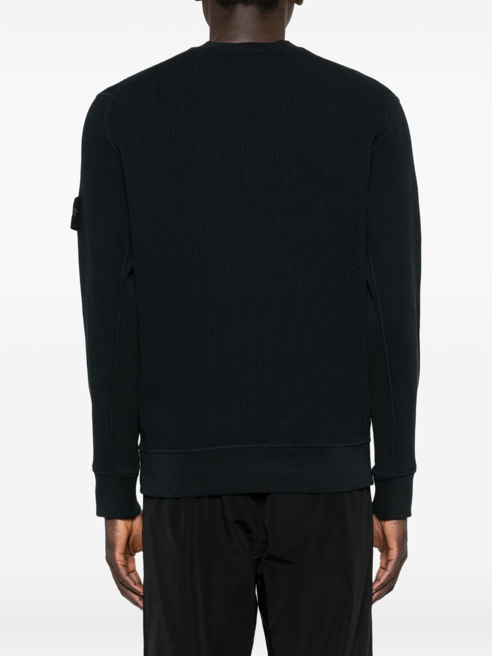 STONE ISLAND Felpa blu notte con applicazione logo 