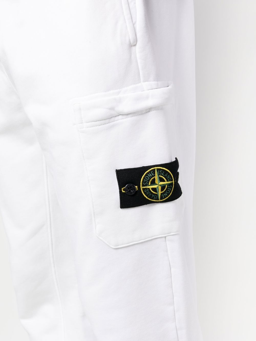 STONE ISLAND Pantaloni di tuta in cotone bianco con logo 