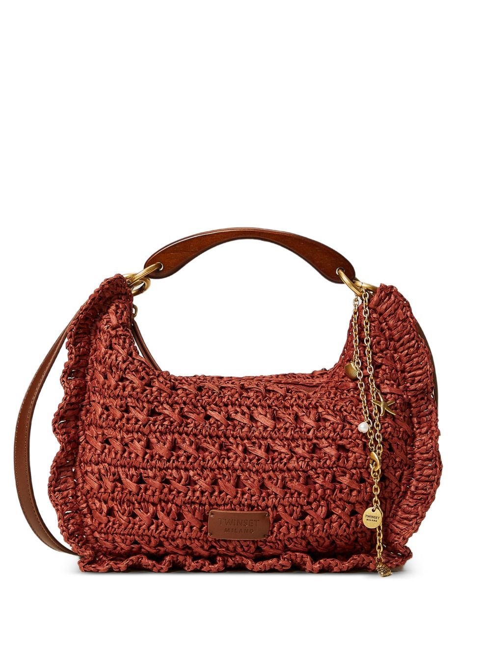 TWINSET Borsa in rafia color ruggine 