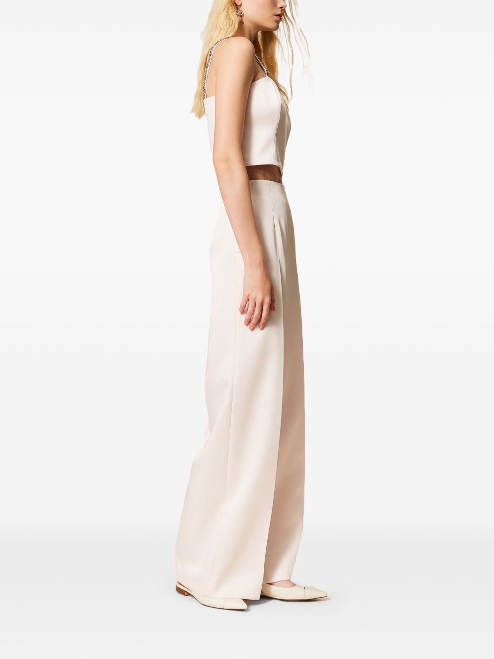 TWINSET Pantaloni color panna a vita alta 