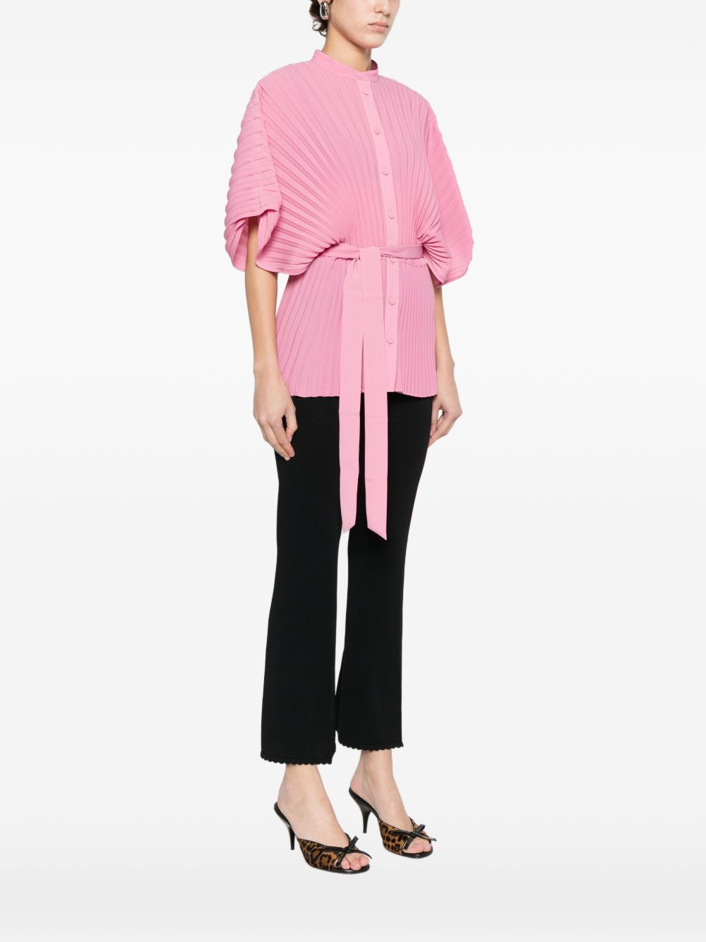 TWINSET Camicia plissettata con fiocco rosa 