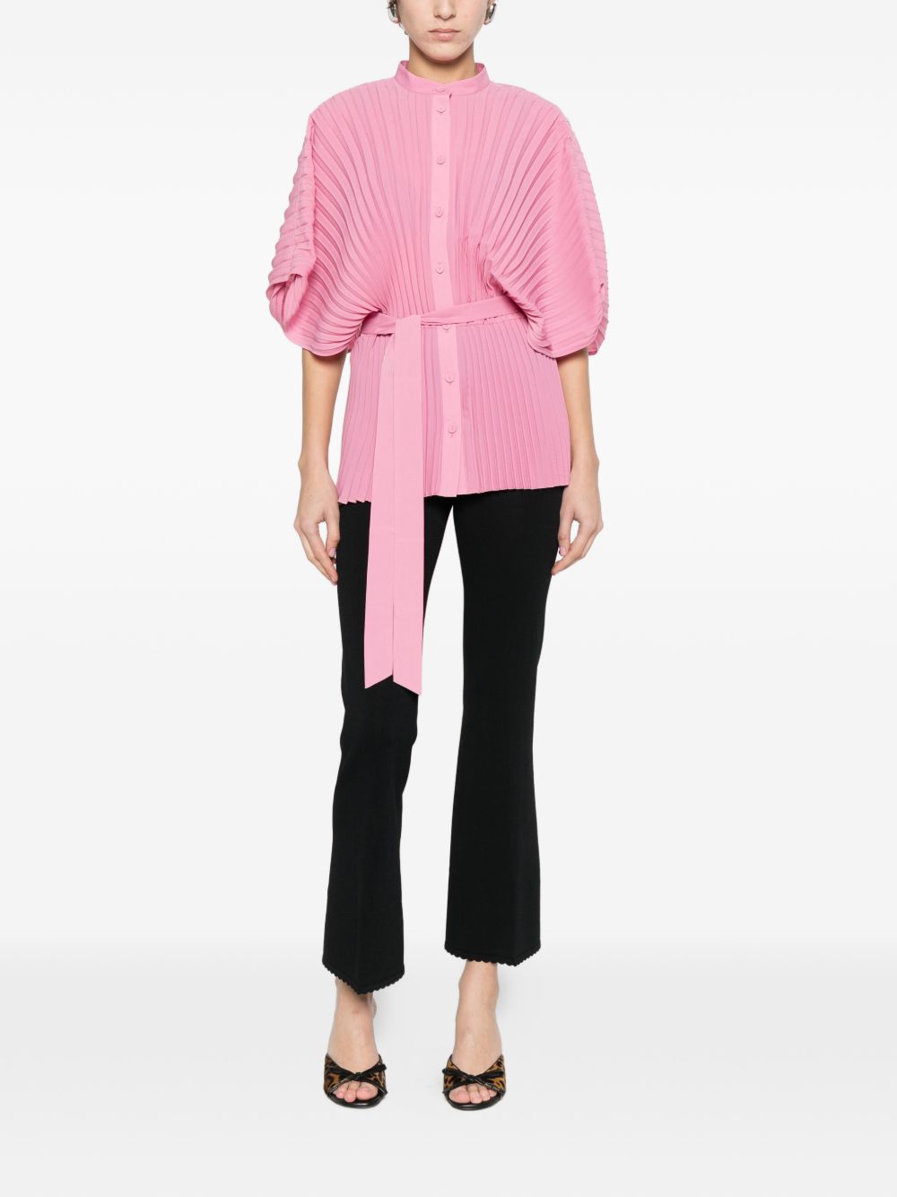 TWINSET Camicia plissettata con fiocco rosa 