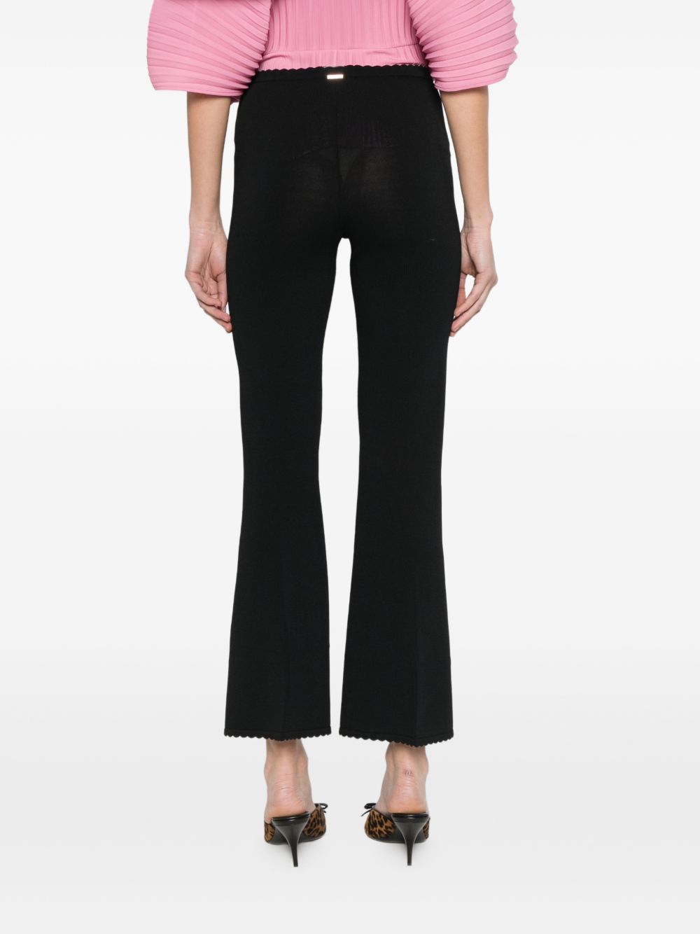 TWINSET Pantaloni neri con orlo smerlato ricamato 