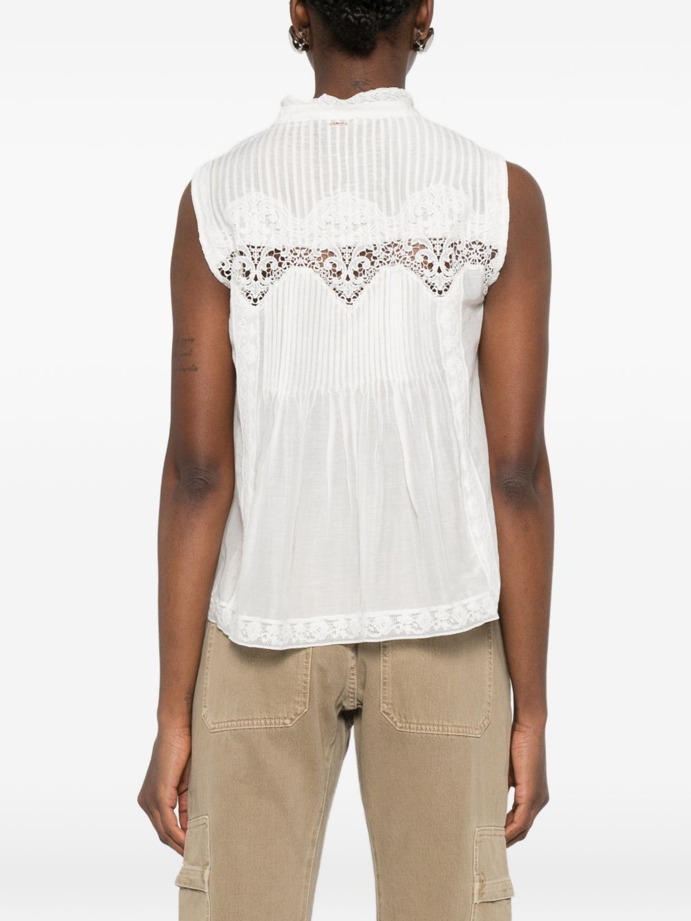 TWINSET Camicia senza maniche con ricami bianca 