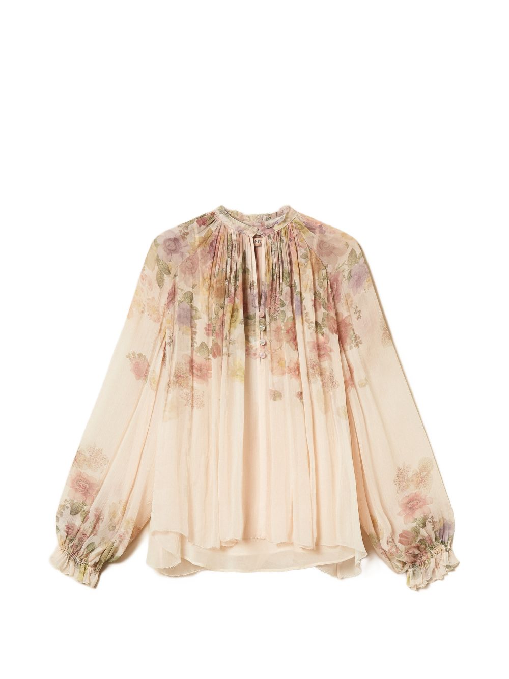 TWINSET Blusa stampa floreale con pieghe e volant 