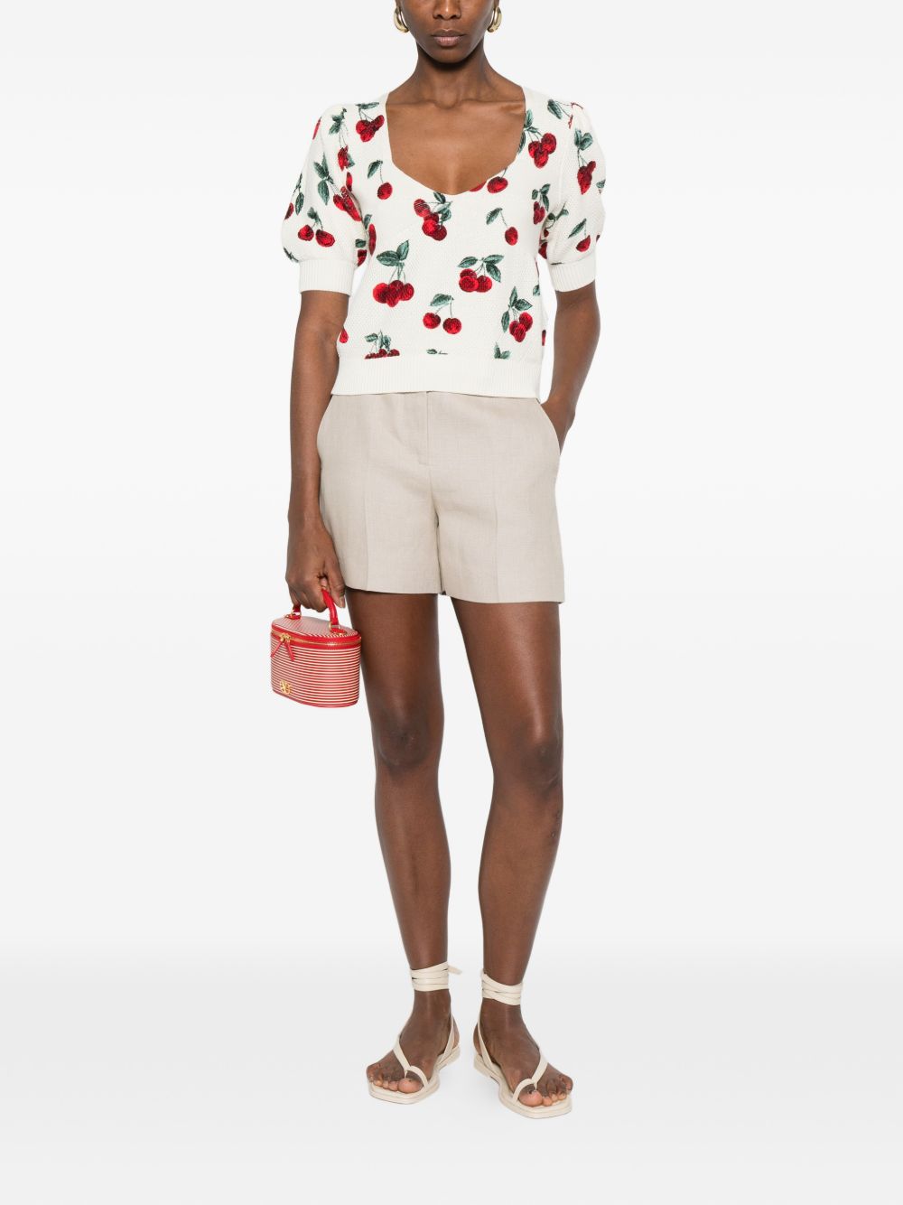 TWINSET T-shirt bianca con grafica ciliegie all-over 