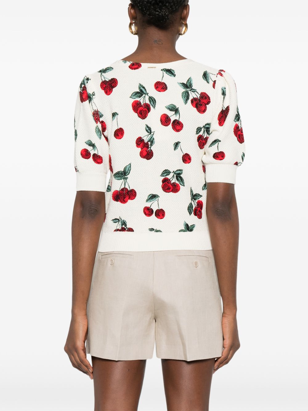 TWINSET T-shirt bianca con grafica ciliegie all-over 