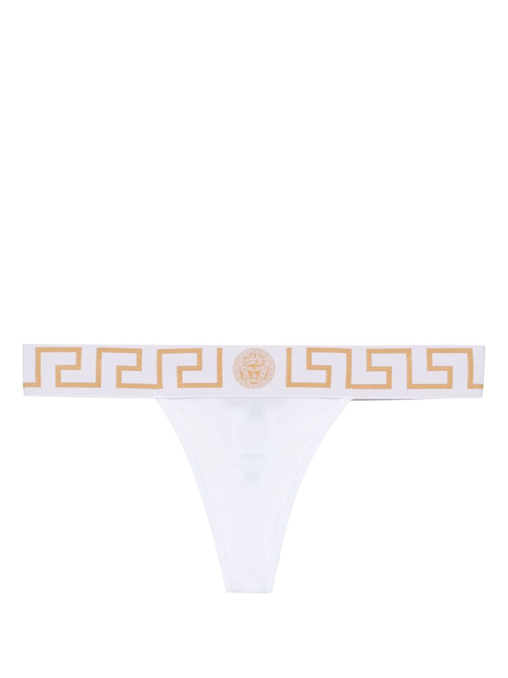 VERSACE Slip in cotone bianco con fantasia Barocca 