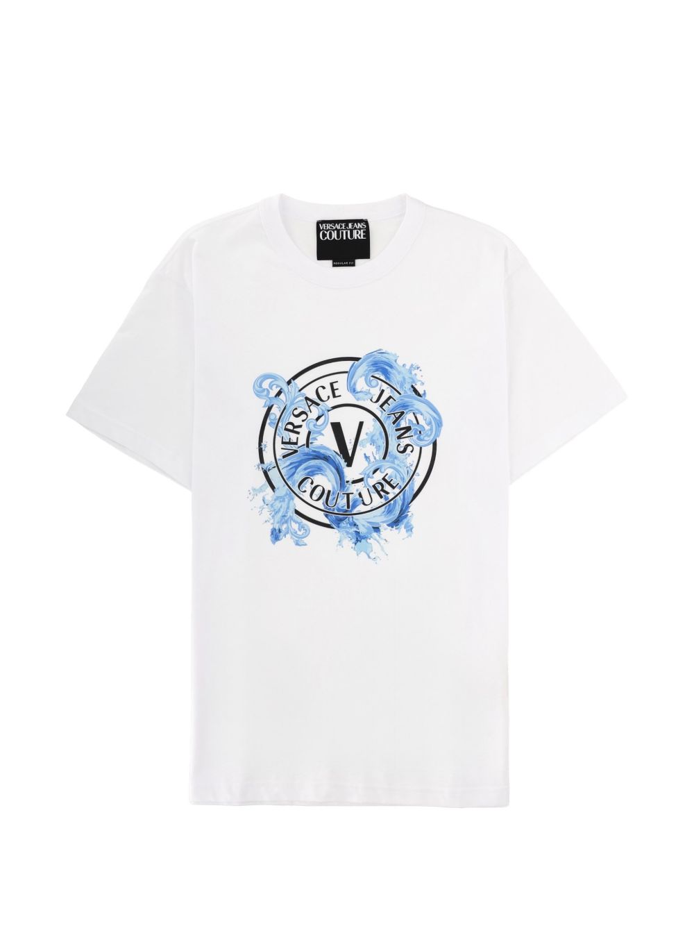 VERSACE JEANS COUTURE T-shirt in cotone bianco con stampa 