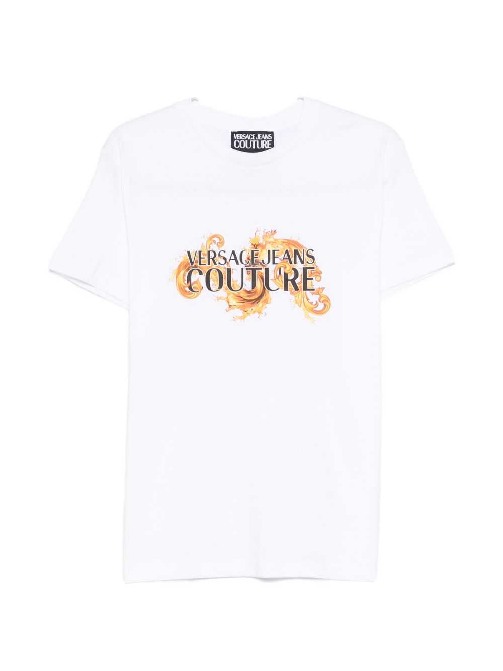 VERSACE JEANS COUTURE T-shirt in cotone bianco con stampa 