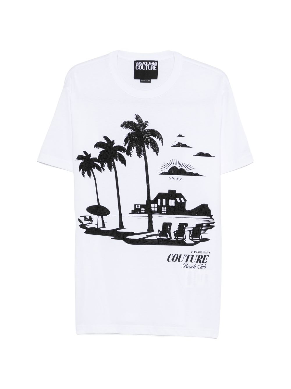 VERSACE JEANS COUTURE T-shirt in cotone bianco con stampa 