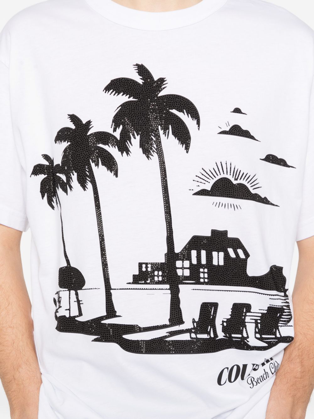 VERSACE JEANS COUTURE T-shirt in cotone bianco con stampa 