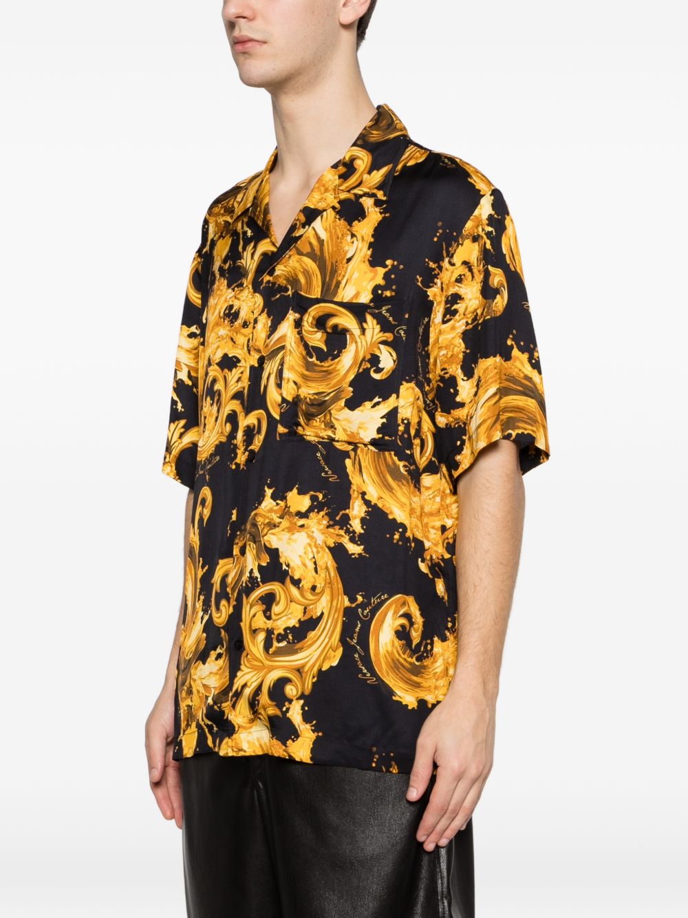 VERSACE JEANS COUTURE Camicia nera con stampa Baroque 