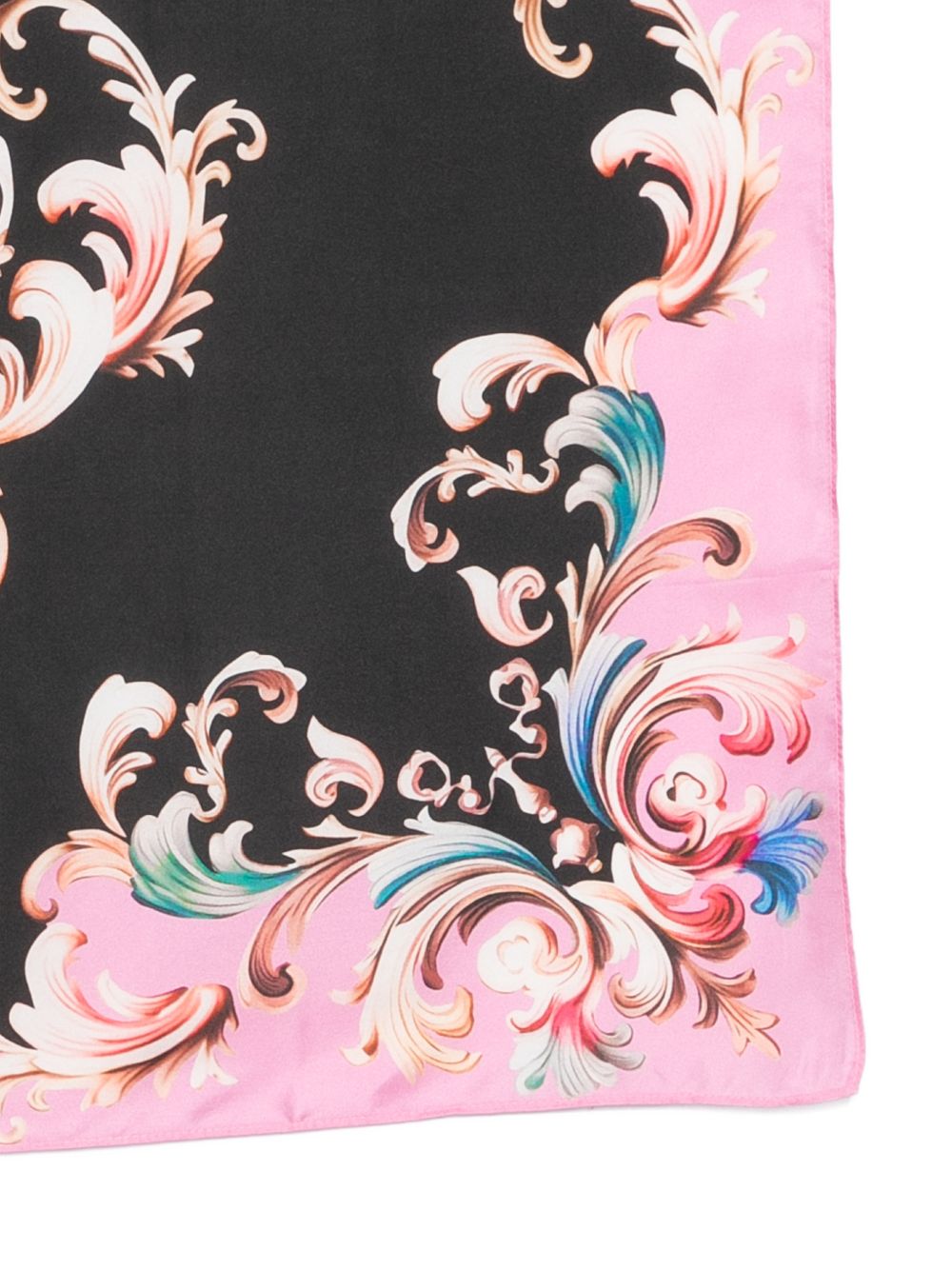 VERSACE JEANS COUTURE Foulard in seta con stampa nera e rosa 