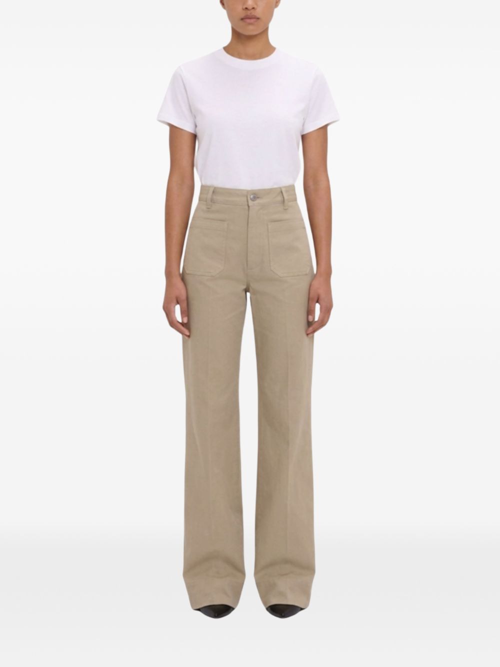 VICTORIA BECKHAM Jeans in cotone beige con tasche 