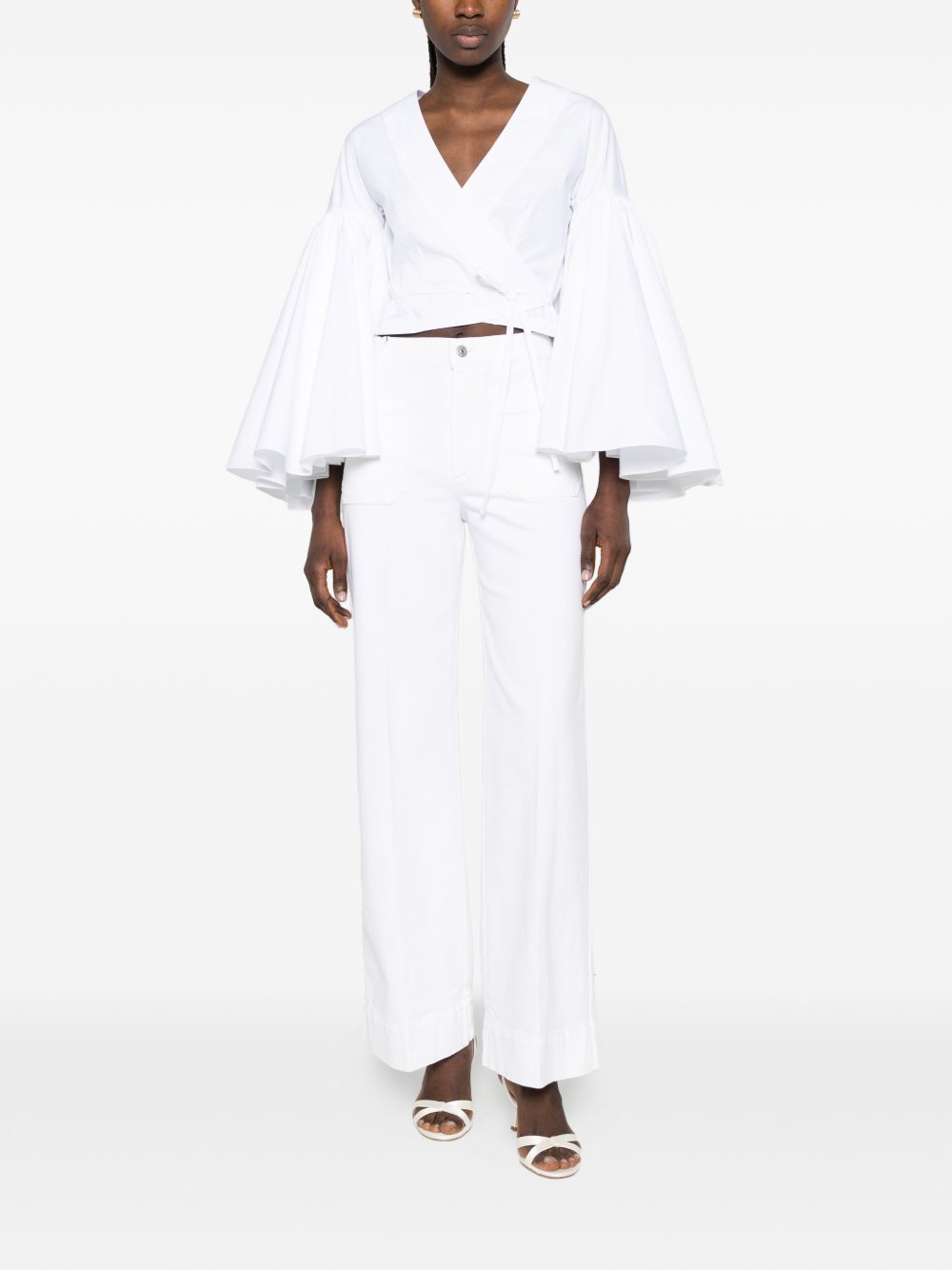 VICTORIA BECKHAM Jeans lunghi bianchi in cotone elasticizzato 