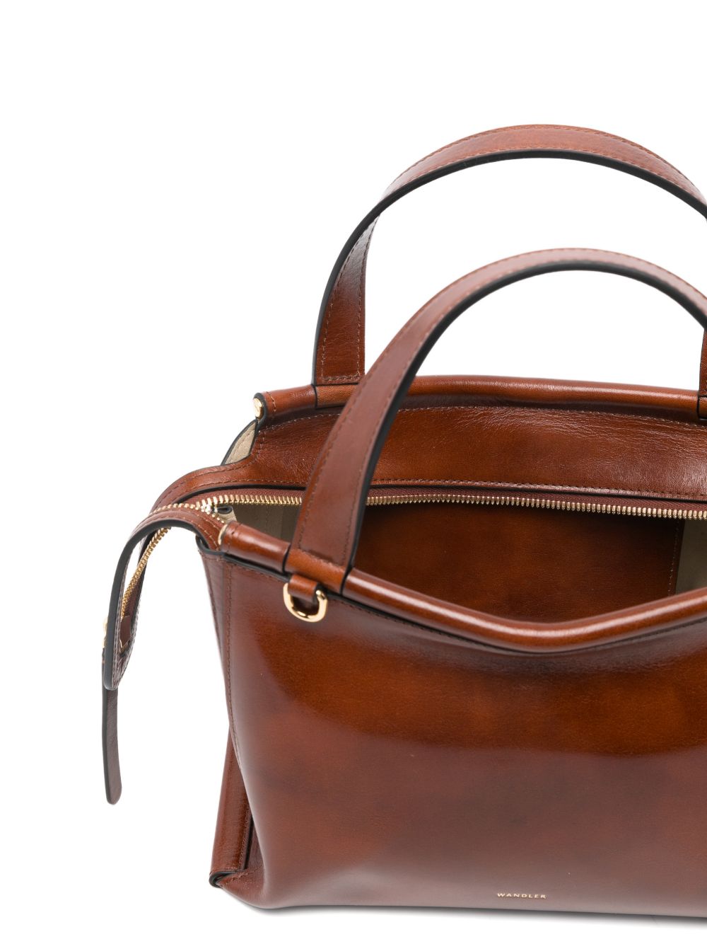 WANDLER Tote bag in pelle marrone con manici superiori 