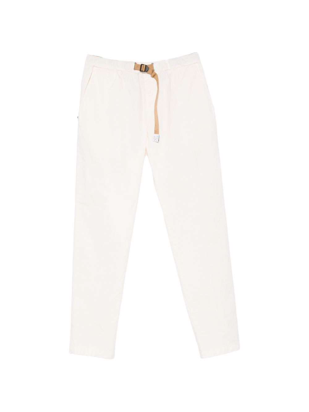WHITE SAND Pantaloni in cotone bianco con cintura marrone 