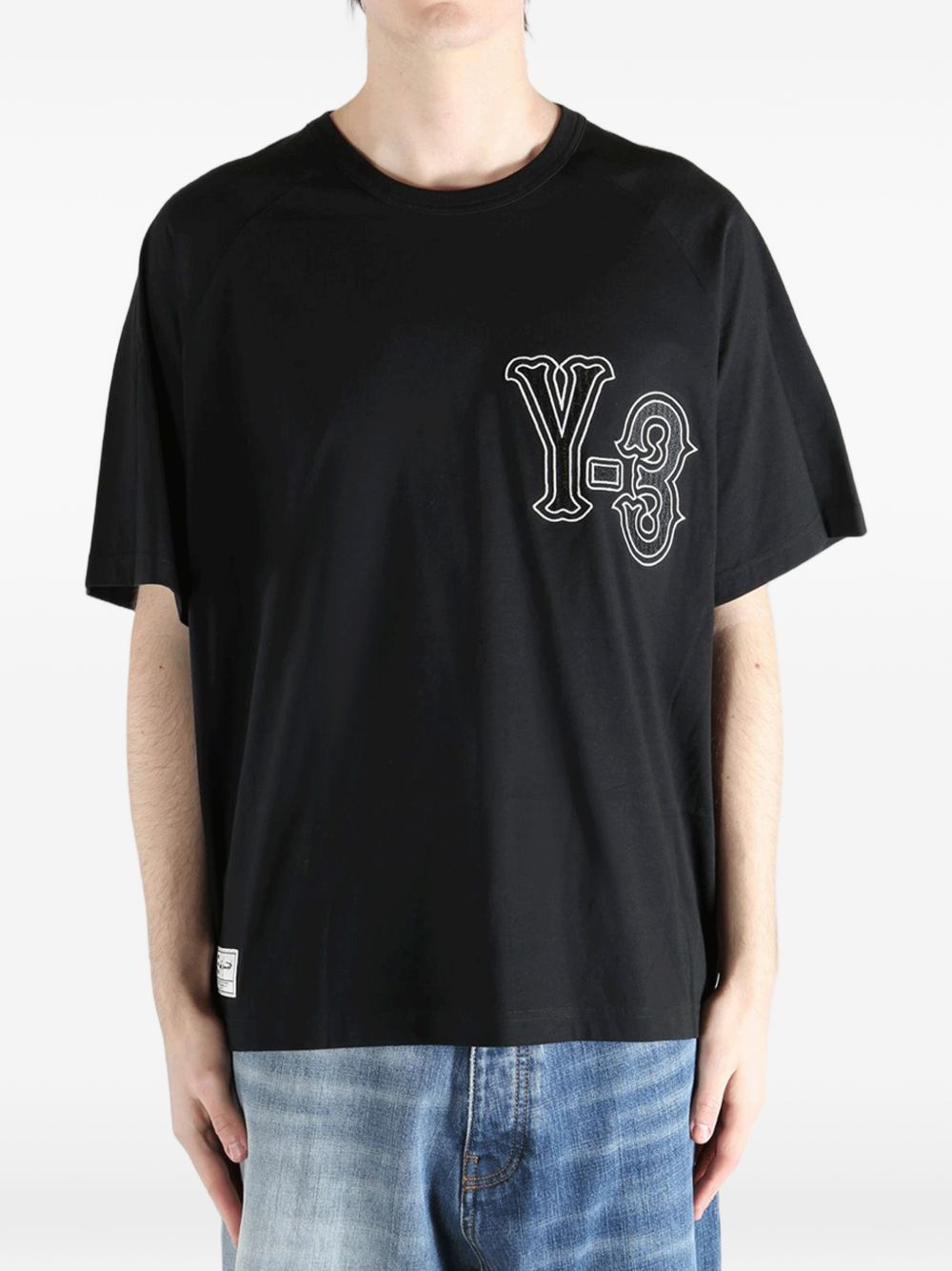 Y3 T-shirt a maniche corte in cotone nero con logo 