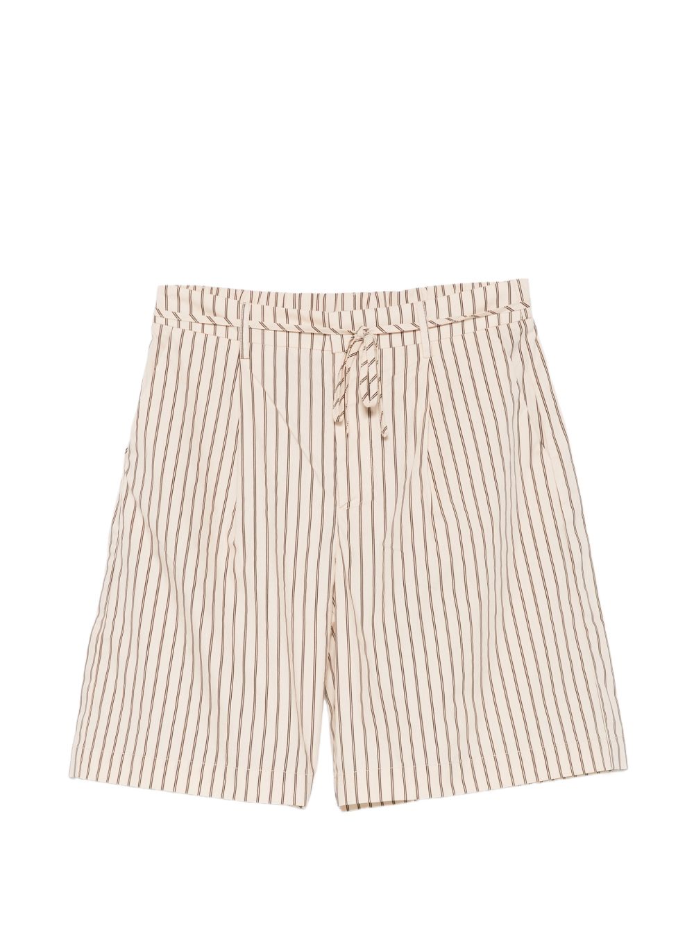 YERSE Pantaloncini in cotone a righe marroni e ecrù 