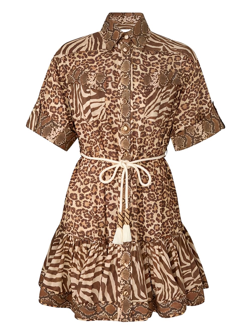 ZIMMERMANN Abito corto animalier con cintura 