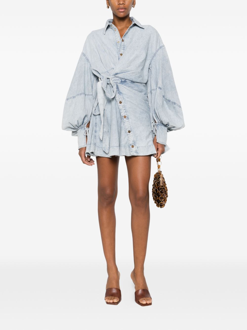 ZIMMERMANN Abito corto in cotone azzurro 
