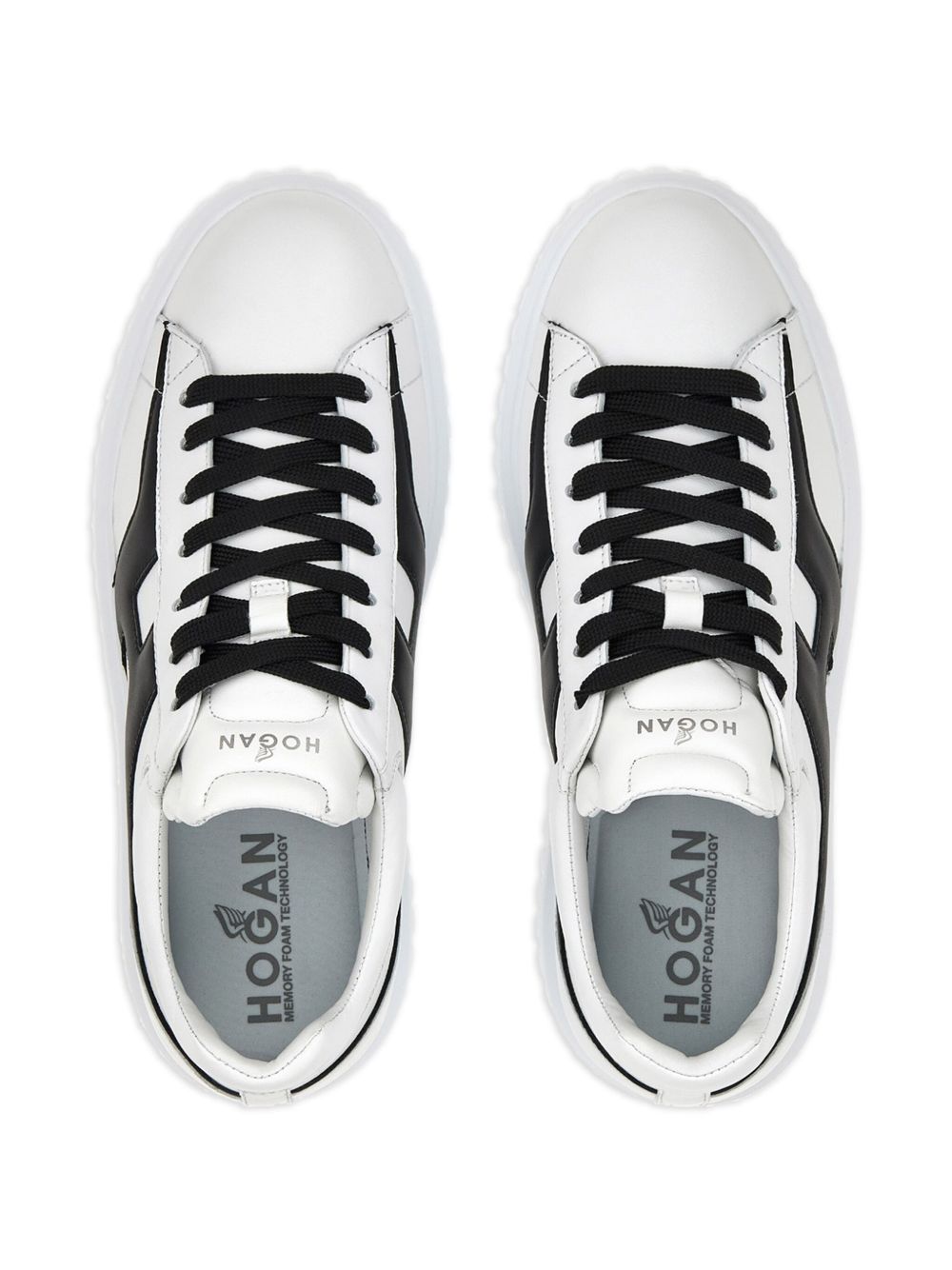 HOGAN Sneakers H-Stripes in pelle di montone bianco nero 