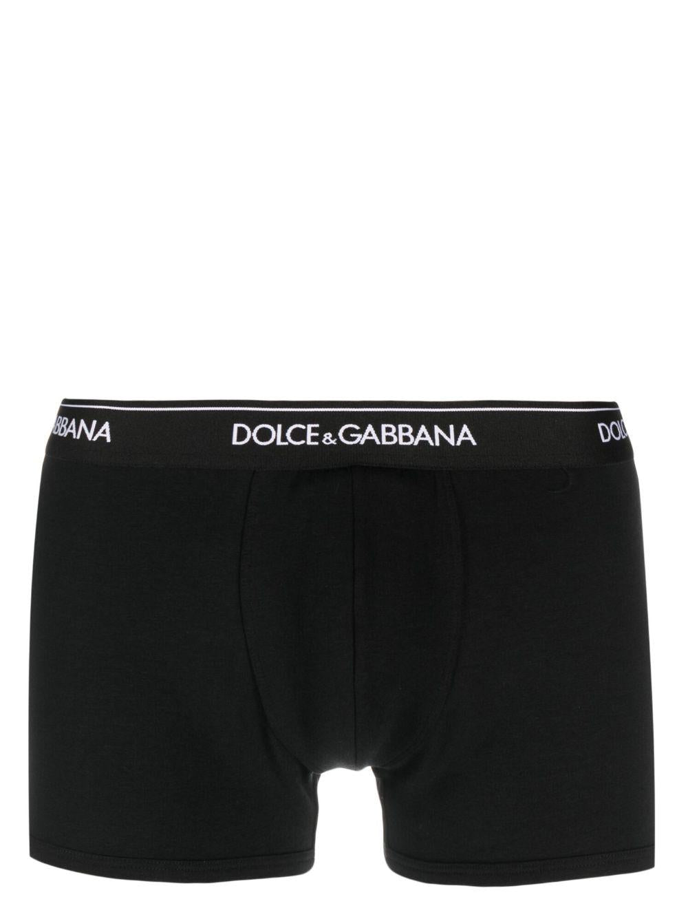 DOLCE e GABBANA Set di 2 boxer in cotone elasticizzato nero 