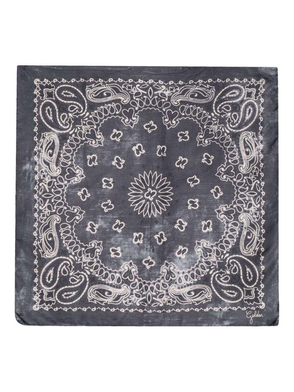 GOLDEN GOOSE Foulard in seta grigia con stampa paisley 