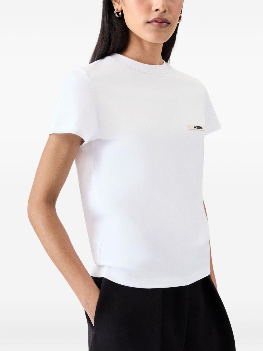 JACQUEMUS T-shirt Gros Grain bianca in cotone con logo 